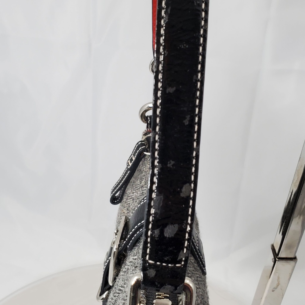 Vintage 2004 Y2K Coach Hamptons Herringbone Wool Leather Shoulder Bag Heart 1406 - Picture 9 of 16